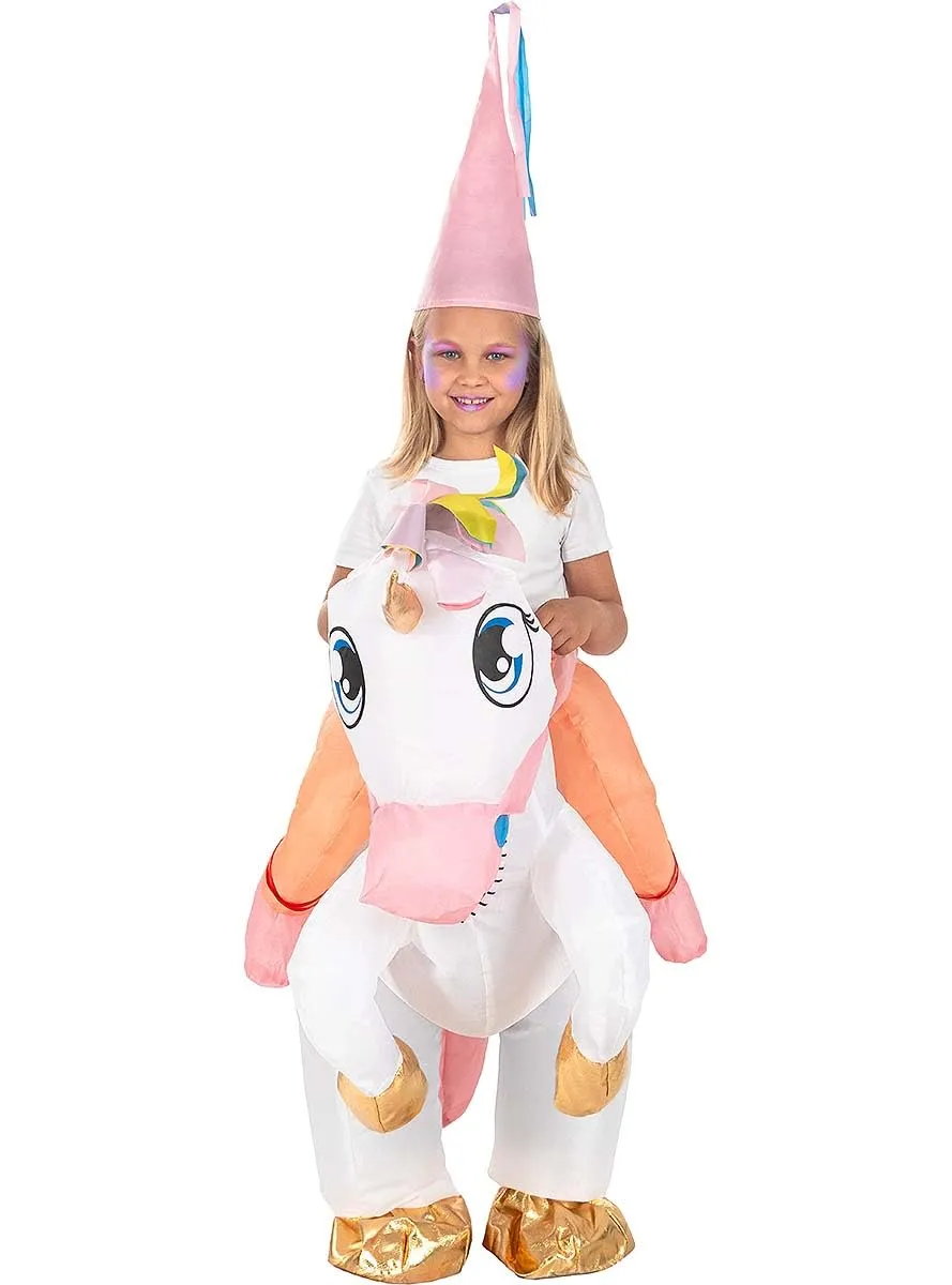 Funidelia Unicorno Gonfiabile Ride On costume bambino rosa