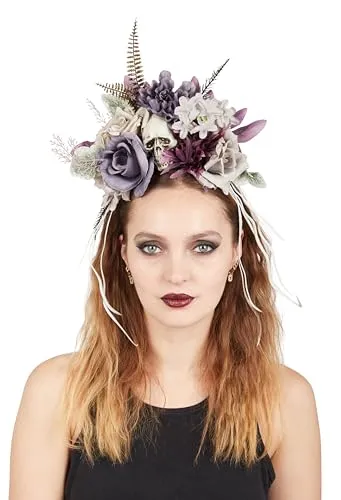 P'tit Clown cerchietto teschio fiori accessorio halloween adulto