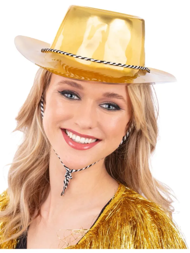 Smiffys Gold Metallic cappello cowboy oro metallizzato