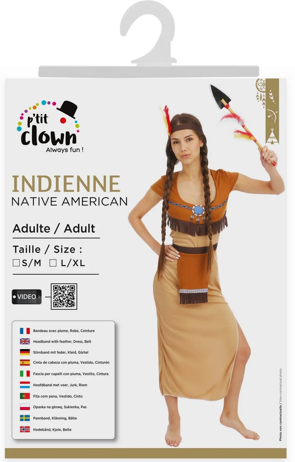 P'tit Clown Costume Indiana Donna L-XL con Fascia