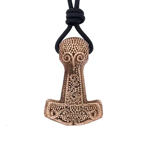 La Bottega di Merlino Mjolnir collana pendente bronzo cordino pelle