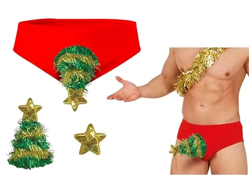 Fiestas Guirca Albero di Natale slip costume rosso divertente