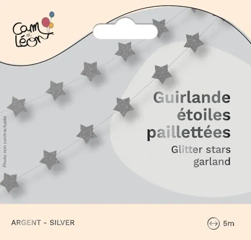 P'tit Clown RE22587 ghirlanda stelle glitter argento 3 m