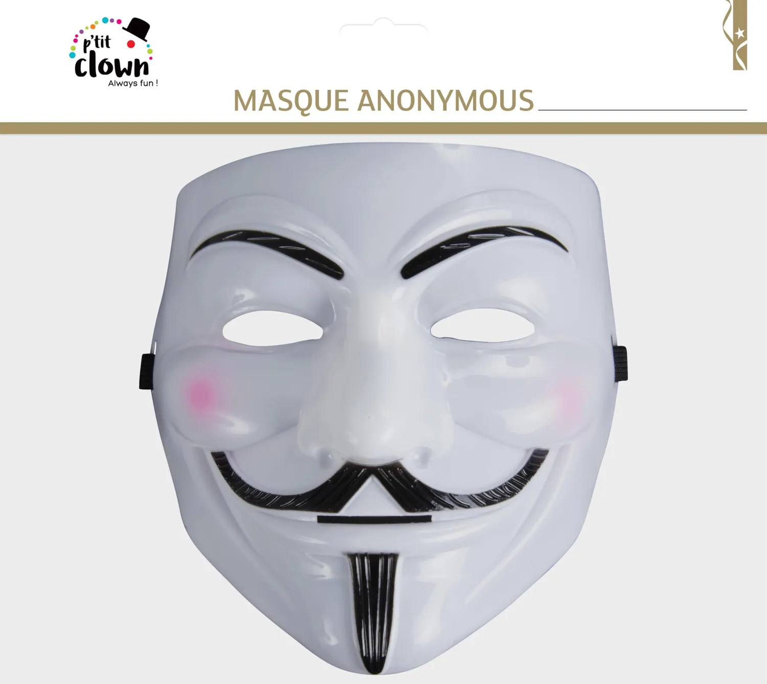 P'tit Clown maschera rigida anonima bianca adulto