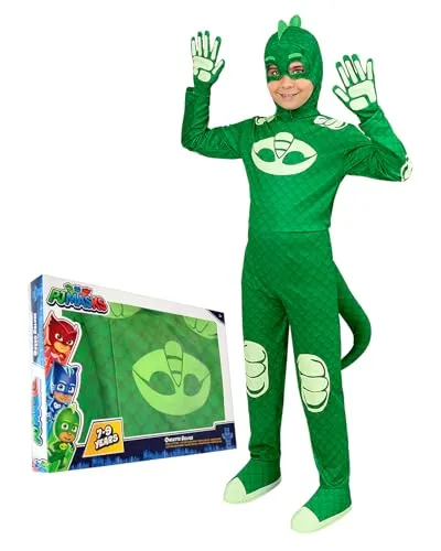 Funidelia Geco PJ Masks costume bambino 3-4 anni deluxe verde