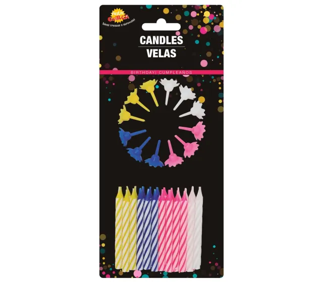 Guirca candeline torta compleanno 24 pezzi colori assortiti