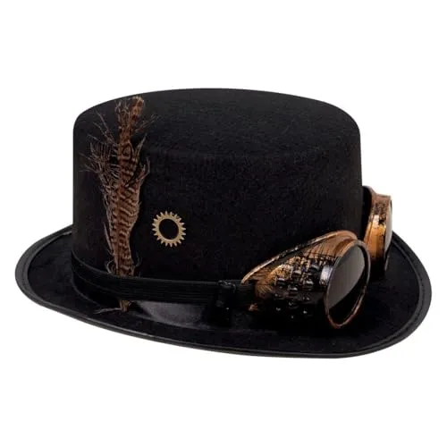 P'tit Clown 95840 cappello steampunk nero adulto con occhiali