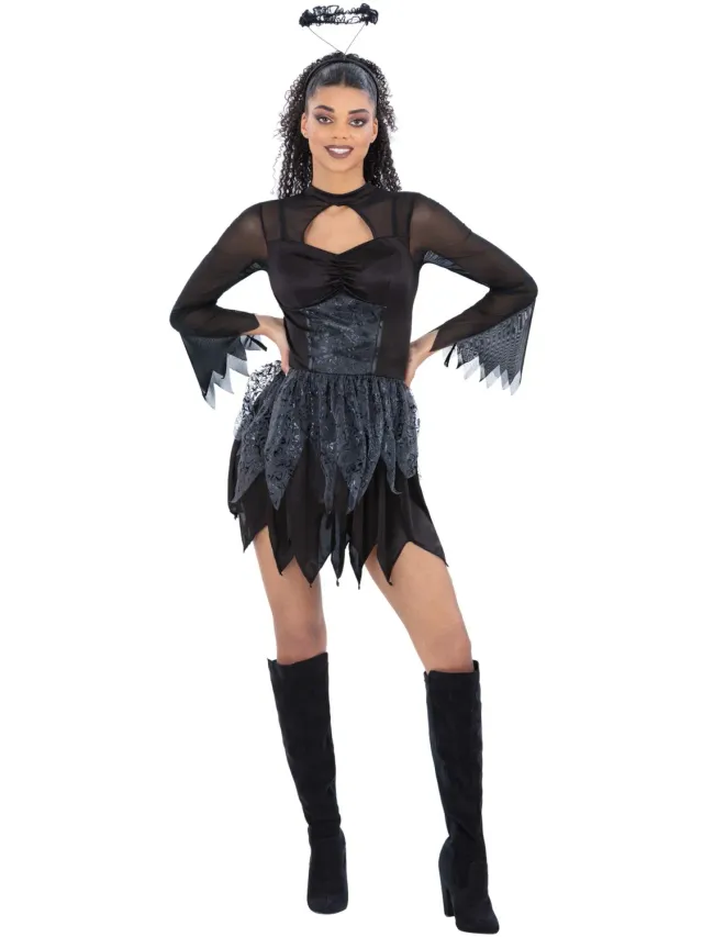 Smiffys Fallen Dark Angel costume donna nero taglia M