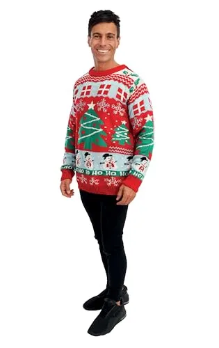 P'tit Clown Re48173 maglione natalizio rosso alberi XL