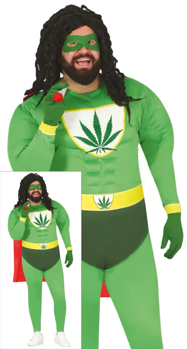 Fiestas Guirca Supereroe Cannabis costume uomo XXL muscoloso