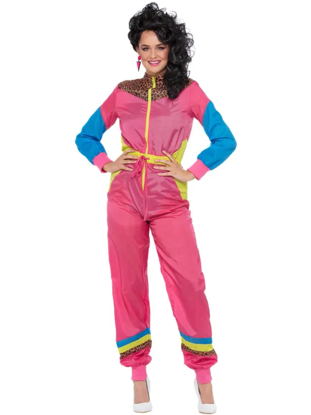 Smiffys 80s Colour Block Ski Shell Suit costume donna taglia M