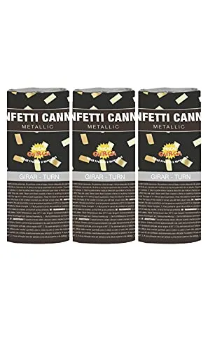 Guirca cannoni coriandoli oro 10,5 cm confezione 3 pz