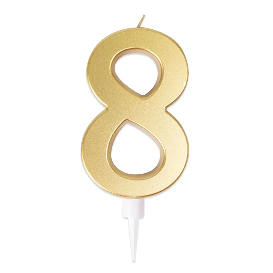 P'tit Clown gigante candela numero 8 oro 13 cm