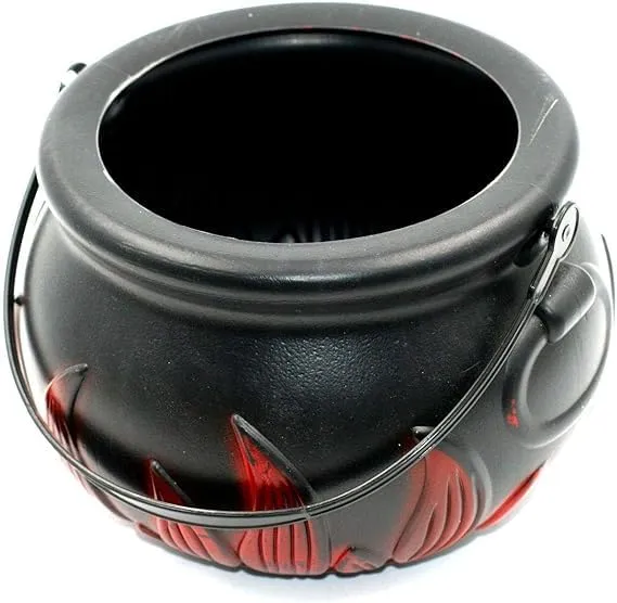 P'tit Clown calderone strega plastica nero 17 cm fiamme