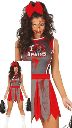 Guirca cheerleader zombie costume donna S rosso grigio