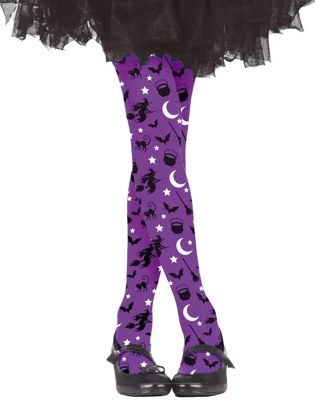 Fiestas Guirca Collant Strega Viola Bambina per Halloween