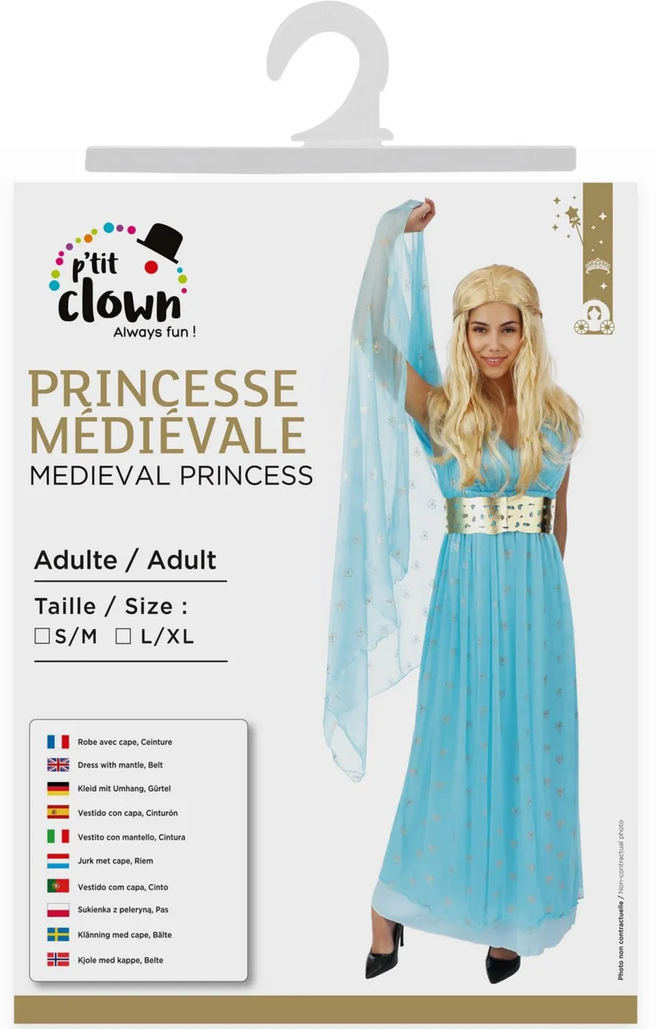 P'tit Clown principessa medievale costume donna blu L/XL