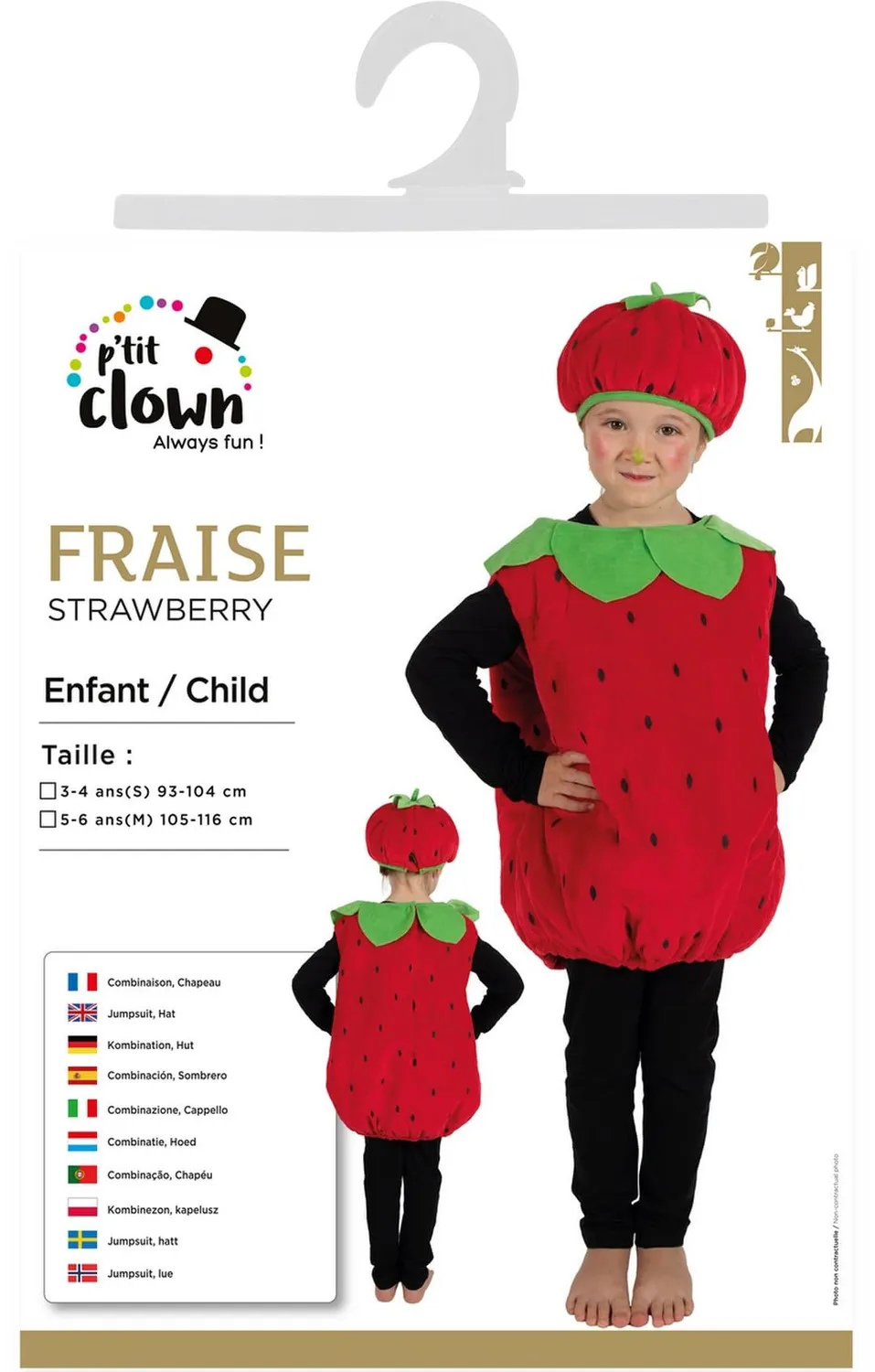 P'tit Clown Fragola costume bambino rosso facile