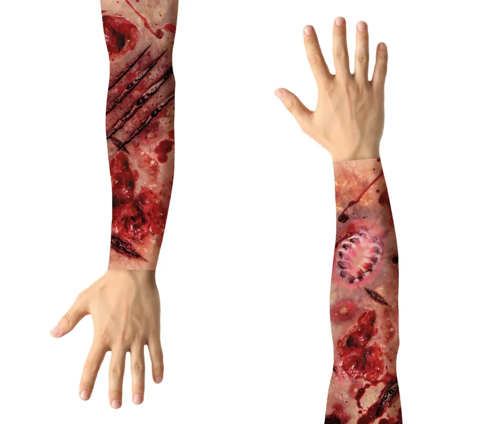 Guirca Maniche Effetto Ferite trucco Halloween set 2 pezzi