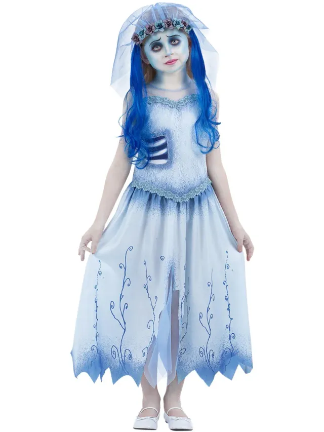 Smiffys Corpse Bride Emily costume bambina azzurro sposa