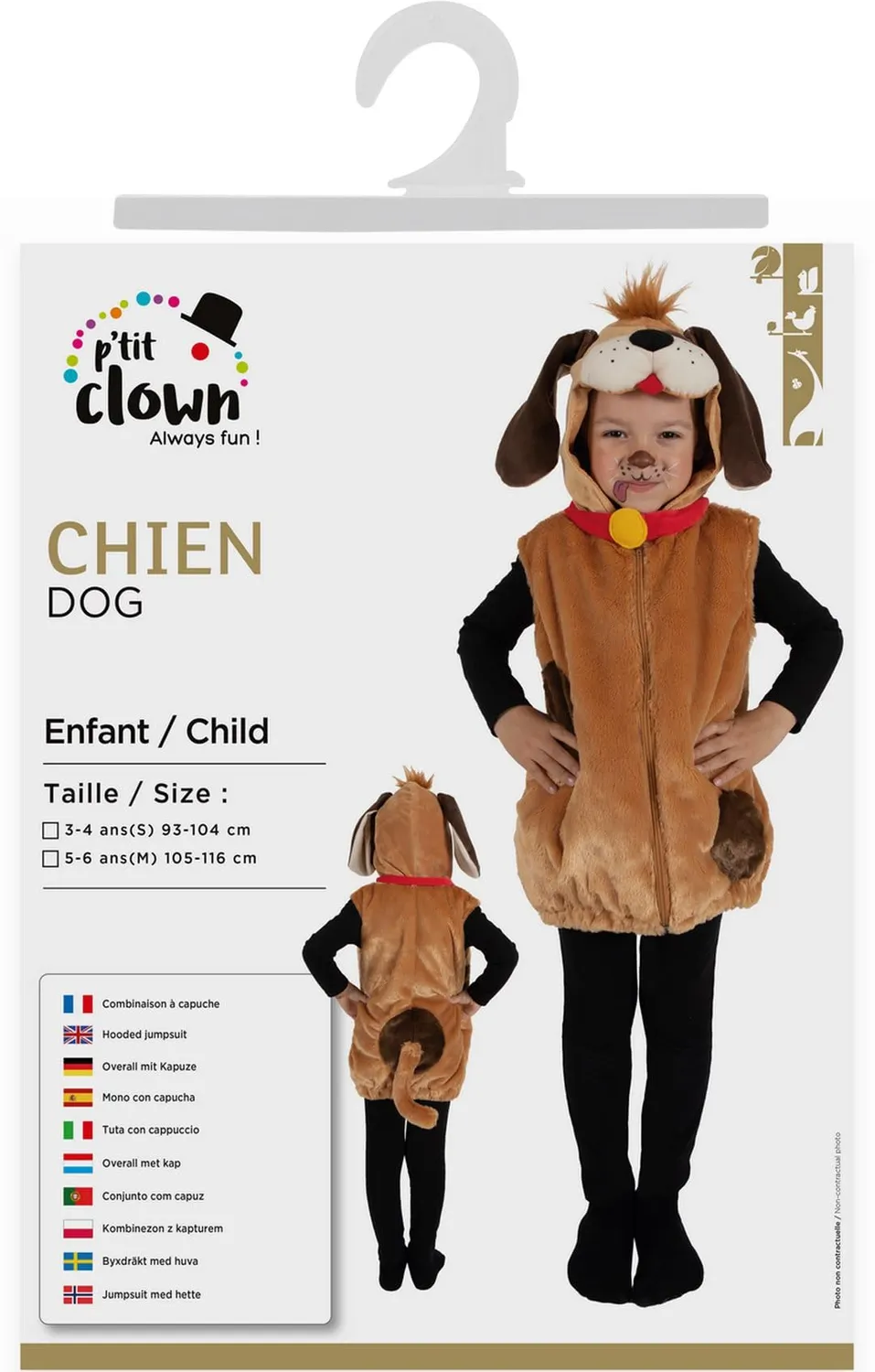 P'tit Clown costume cane bambino tuta 5-6 anni