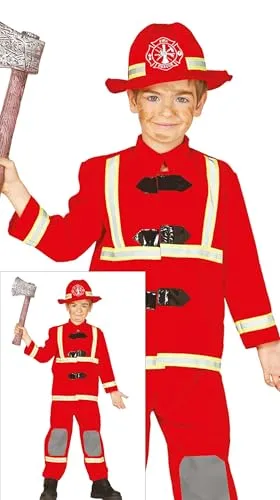 Guirca Costume Pompiere Rosso 5-6 Anni 3 Pezzi