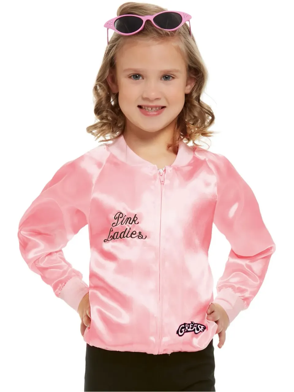 Smiffys Grease Pink Ladies Giacca Bambina Rosa Satinato