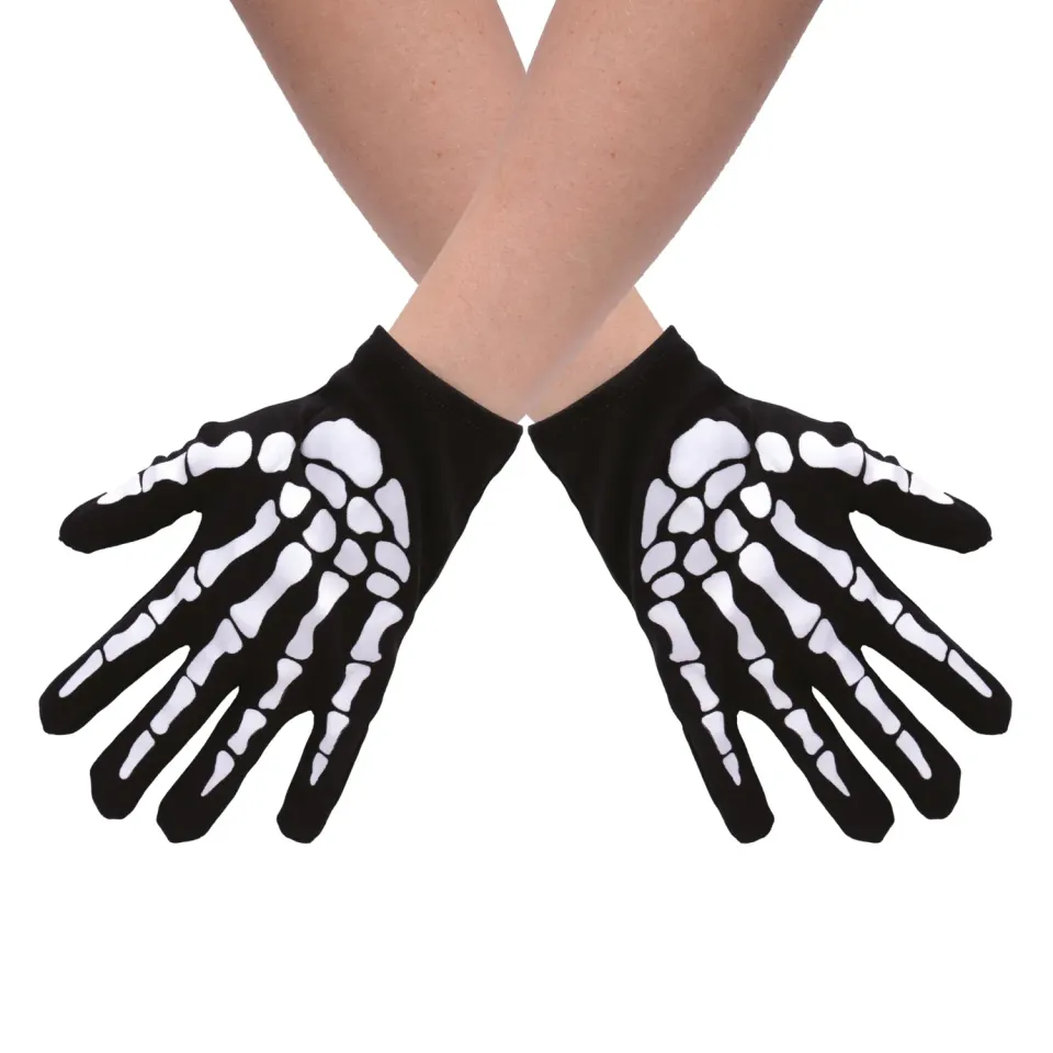 P'tit Clown Guanti Scheletro Bambino Nero-Bianco Halloween