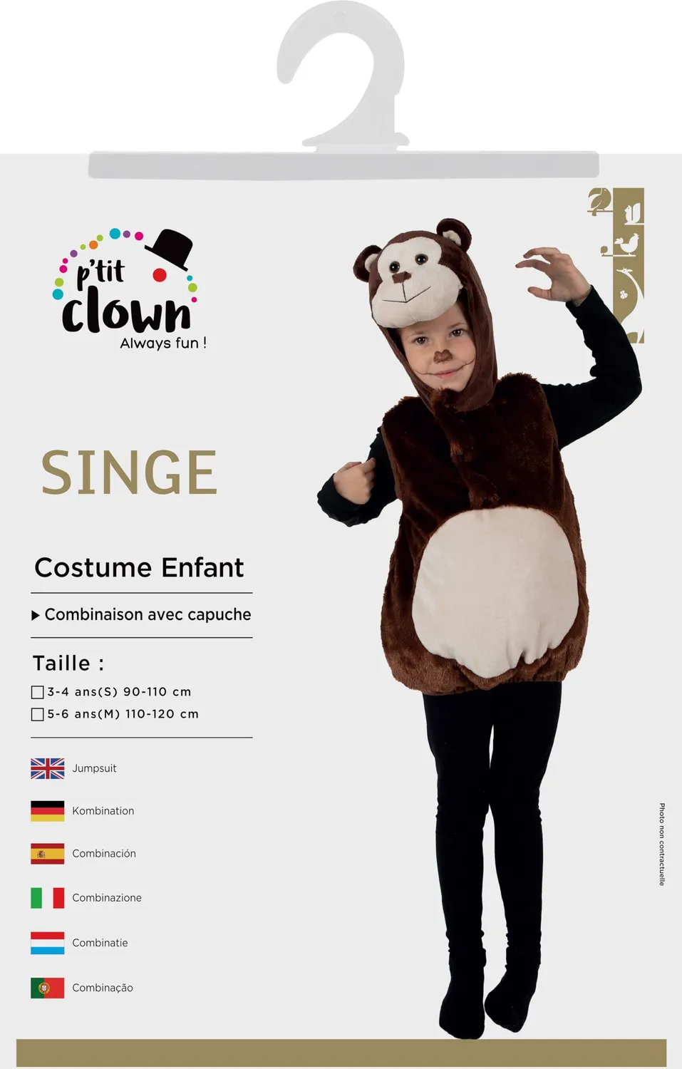 P'tit Clown costume scimmia bambino tuta 5-6 anni