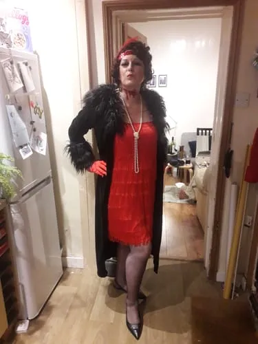 Smiffys Flapper Costume vestito rosso frange anni 20