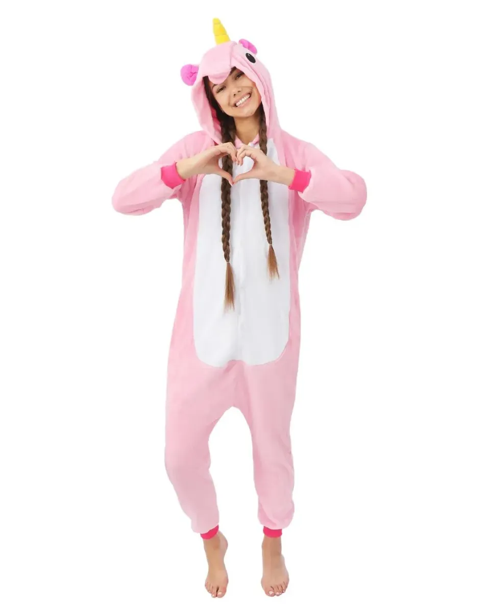 P'tit Clown kigurumi unicorno rosa tuta adulto L-XL