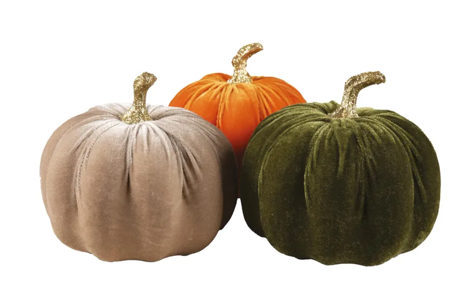 P'tit Clown zucca decorativa velluto oro 16 cm elegante