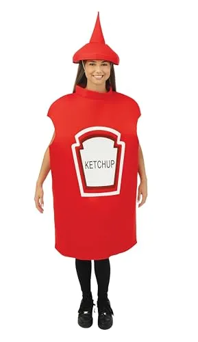 P'tit Clown costume bottiglia Ketchup adulto taglia unica tunica