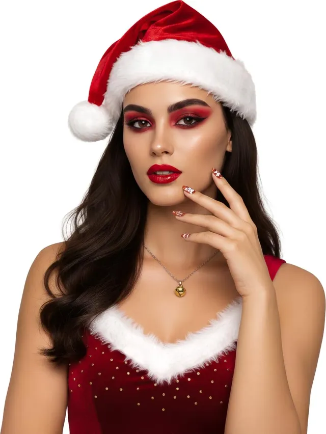 Fiestas Guirca Unghie Finte Natale Rosso Bianco 24 pz