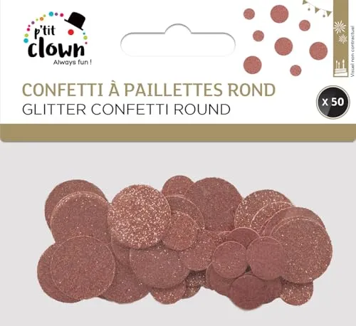 P'tit Clown re22735 coriandoli rotondi glitter rosa oro 50 pezzi