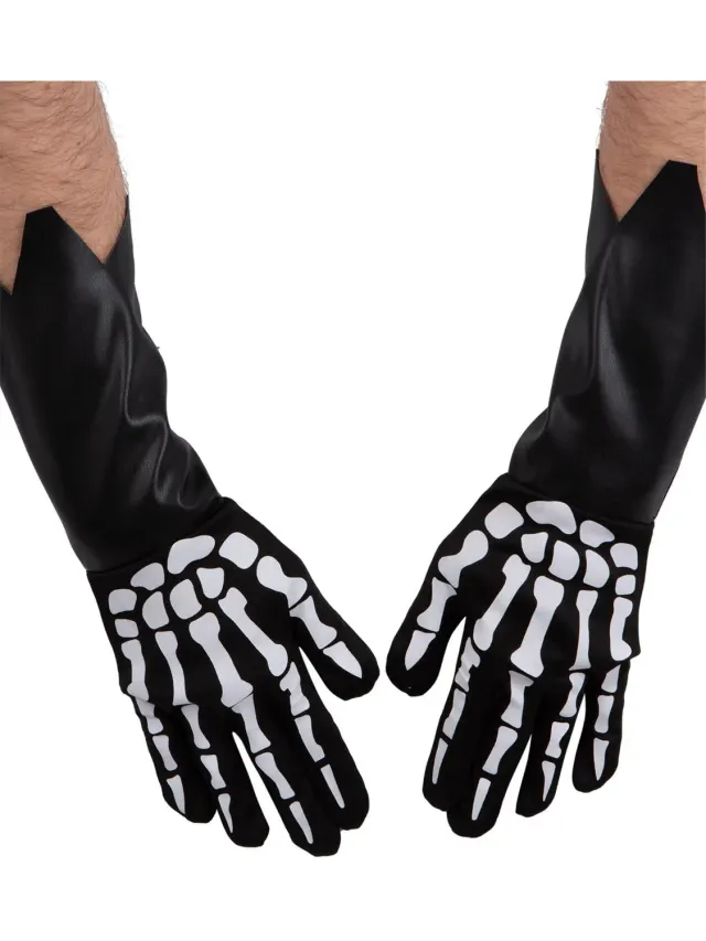 Smiffys Skeleton Gauntlet guanti scheletro adulto nero