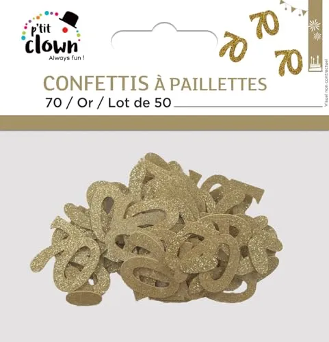 P'tit Clown re21051 coriandoli glitter numero 70 oro 50 pezzi