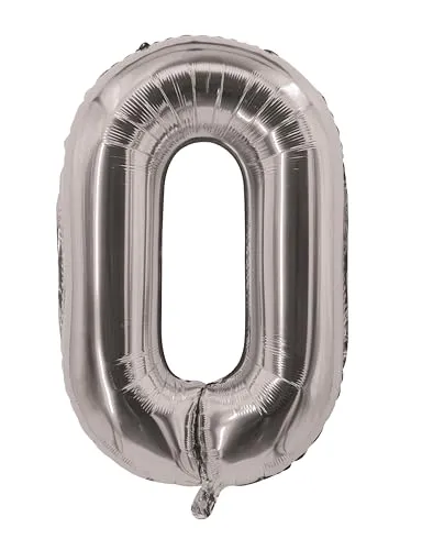 P'tit Clown re80200 palloncino numero 0 argento 85 cm