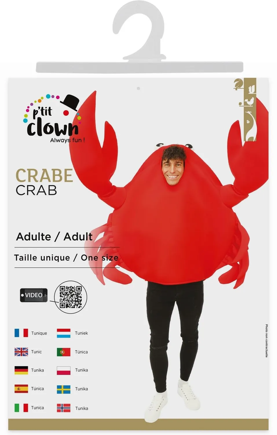 P'tit Clown Costume Granchio Adulto Rosso Taglia Unica