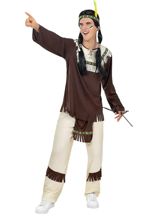 Funidelia Costume Nativo Uomo Marrone Taglia S per Carnevale