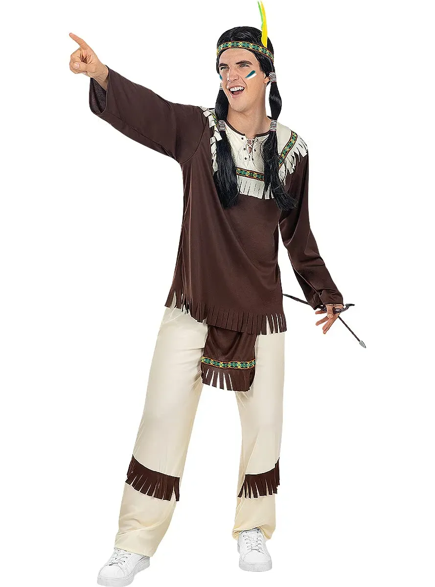 Funidelia Costume Nativo Uomo Marrone Taglia S per Carnevale