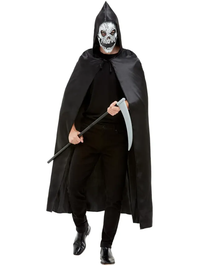 Smiffys Grim Reaper Kit costume nero con mantello maschera
