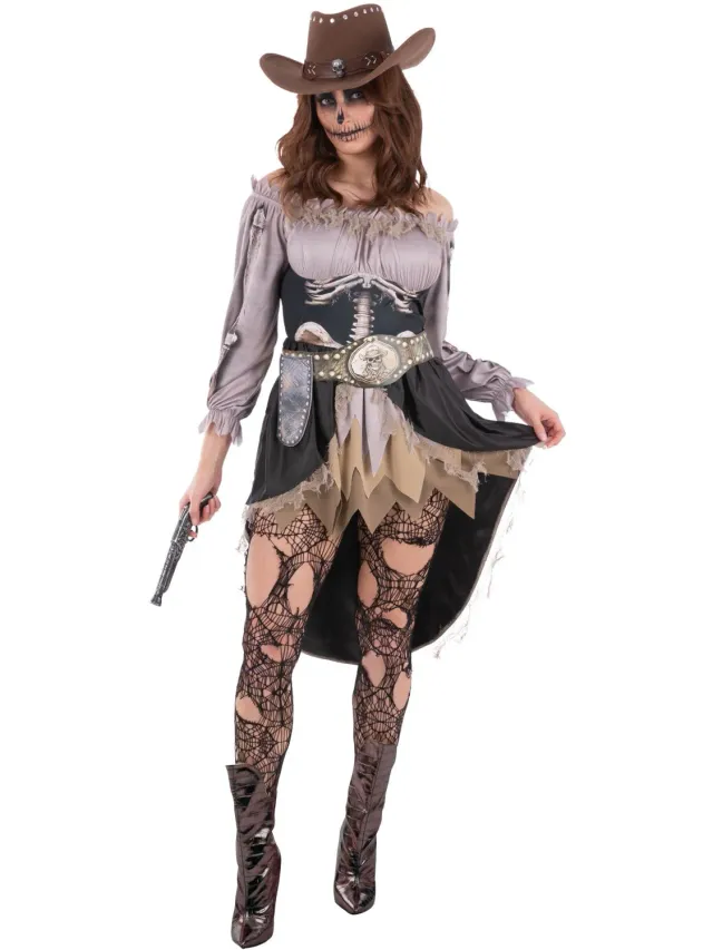 Smiffys Skeleton Saloon Girl costume cowgirl scheletro donna