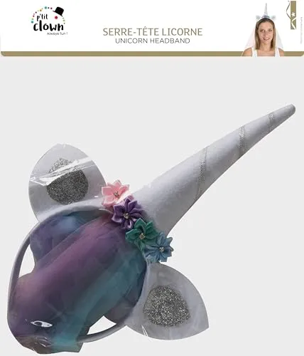 P'tit Clown Cerchietto Unicorno Bianco Velo Arcobaleno