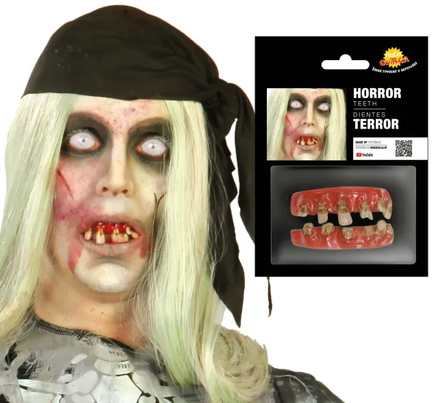Fiestas Guirca Zombie dentiera mostro denti finti