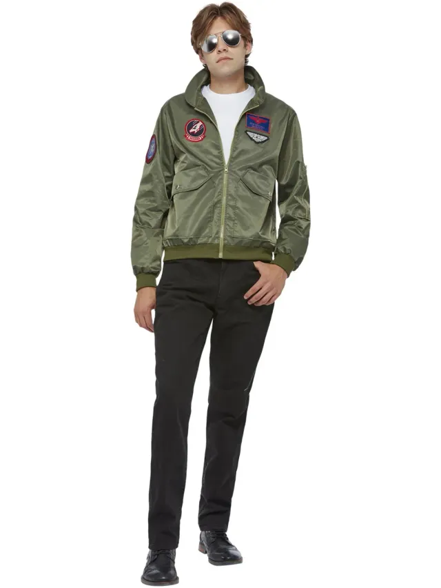 Smiffys Top Gun Maverick Bomber Jacket giacca verde L