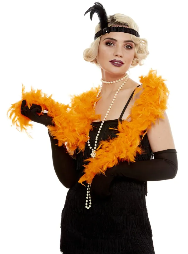Funidelia Boa di Piume Arancione Anni 20 Cabaret