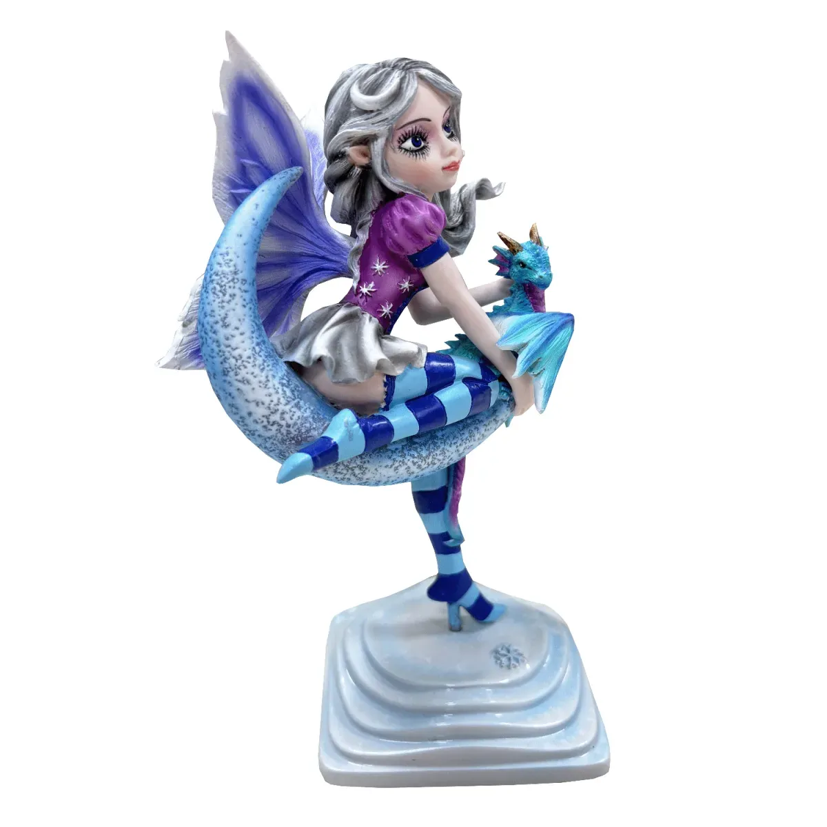 La Bottega di Merlino Fata e Drago statuetta luna 16 cm