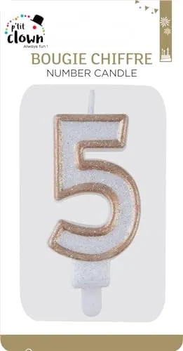 P'tit Clown 21195 candela numero 5 oro per torta