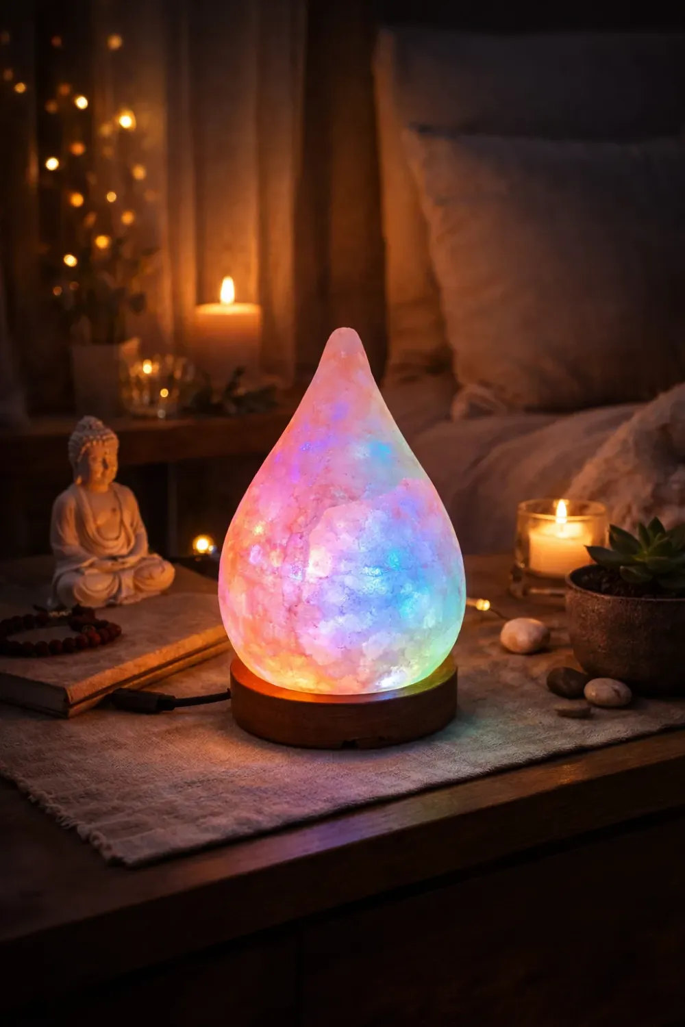 La Bottega di Merlino Lampada Sale Himalayano Goccia USB RGB